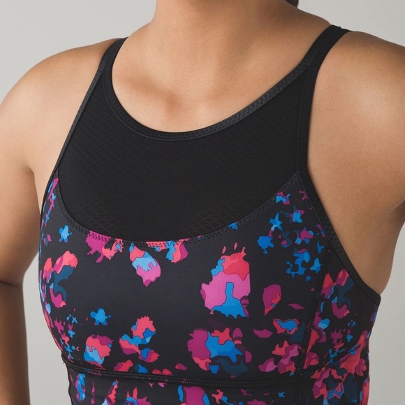 Lululemon Clip-In Long Line Bra Dandy Digie Multi Black Rare - Picture 4 of 16